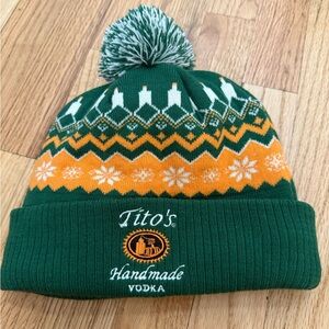 Tito's Handmade Vodka Green and Orange Knit Beanie